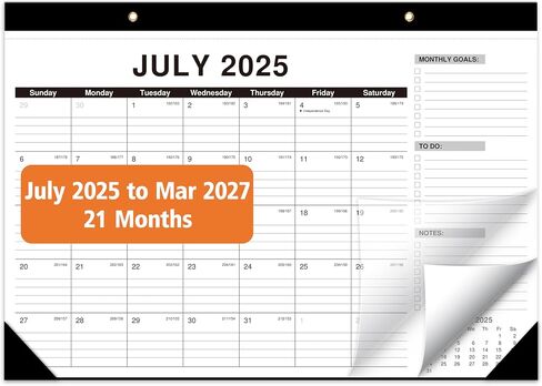 تقويم المكتب 2025-2027 ، يوليو 2025 إلى مارس 2027 ، 21 شهرًا تقويمًا مع قائمة المهام 16.5 * 12 بوصة ، 2025-2027 in Kuwait