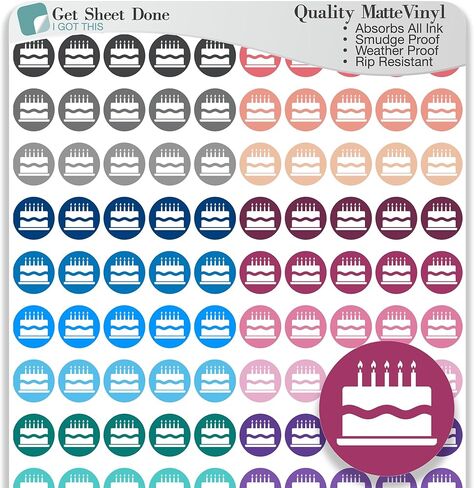 ملصق مخطط رمز عيد ميلاد/110 نقطة رمز فينيل (1/3 ")/تذكير الاحتفال بالكيك/مخطط حياة الإنتاجية الأساسية/Bullet Bujo Journal/TODO (ورقة واحدة) in Kuwait