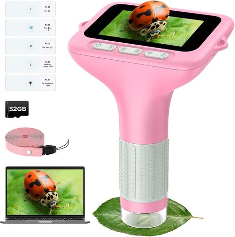 3.0 "شاشة مجهر رقمي للأطفال: 1000x قابلة لإعادة الشحن الجيب المحمولة Miniscope Minispy Mighting Glass 4K Coin Jewelry Loupe Edu Science STEM GIFT XMAS GIFT 4-12 BOYS GILLS in Kuwait