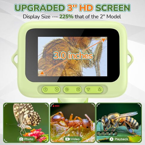 3.0 "شاشة مجهر رقمي للأطفال: 1000x قابلة لإعادة الشحن الجيب المحمولة Miniscope Minispy Mighting Glass 4K Coin Jewelry Loupe Edu Science STEM GIFT XMAS GIFT 4-12 BOYS GILLS in Kuwait