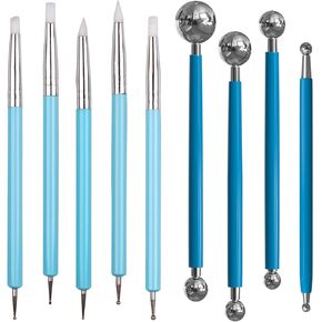 Dotting Tools, 9 PCS Ball Stylus Clay Sculpting Tools Silicone Clay Sculpting Tool Ceramic Clay Ball Stylus Dot Painting Tools Pottery Embossing Tool for Rock, Nail, Blending, Drawing, Modeling in Kuwait