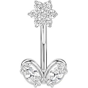 14 Gauge 316L Surgical Steel Belly Button Ring Fishtail Belly Ring Dangling Piercing Jewelry Barbells Clear Cubic Zirconia Navel Rings Silver Screw Bar 10 mm Screw on Piercing Stud Ball End 14G in Kuwait