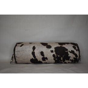 farm house western faux cowhide round bolster pillow for sofa chair or bed (6x18 round, brown) in Saudi Arabia