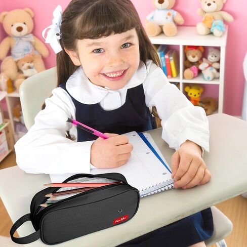 Aen Art Pencil Case, Large Capacity Pencil Pouch, Zipper Pencil Box with Easy Grip Handle & Loop for School Teen Girl Boy Men Women (Black) in Saudi Arabia