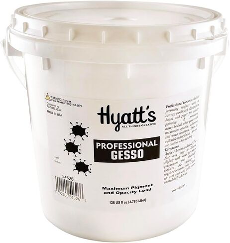 Hyatt's Professional Acrylic Gesso Primer – 1 Gallon / 128 fl oz, Maximum Pigment and Opacity for Painting Surface Prep, Non-Toxic and Conforms to ASTM-D 4236 in Kuwait