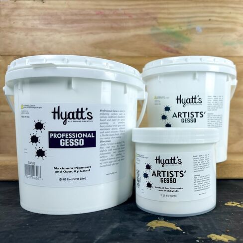 Hyatt's Professional Acrylic Gesso Primer – 1 Gallon / 128 fl oz, Maximum Pigment and Opacity for Painting Surface Prep, Non-Toxic and Conforms to ASTM-D 4236 in Kuwait
