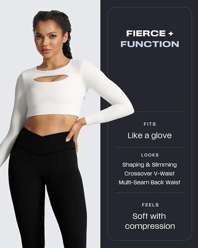 Aoxjox High Waisted Workout Leggings for Women Cross-Waist Crossover Tummy Control Trinity Buttery Soft Yoga Pants 26" in Kuwait