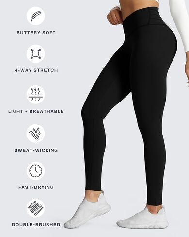 Aoxjox High Waisted Workout Leggings for Women Cross-Waist Crossover Tummy Control Trinity Buttery Soft Yoga Pants 26" in Kuwait