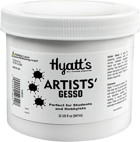 Hyatt's Professional Acrylic Gesso Primer – 1 Gallon / 128 fl oz, Maximum Pigment and Opacity for Painting Surface Prep, Non-Toxic and Conforms to ASTM-D 4236 in Kuwait