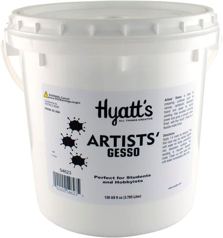 Hyatt's Professional Acrylic Gesso Primer – 1 Gallon / 128 fl oz, Maximum Pigment and Opacity for Painting Surface Prep, Non-Toxic and Conforms to ASTM-D 4236 in Kuwait