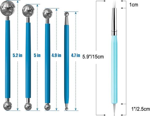 Dotting Tools, 9 PCS Ball Stylus Clay Sculpting Tools Silicone Clay Sculpting Tool Ceramic Clay Ball Stylus Dot Painting Tools Pottery Embossing Tool for Rock, Nail, Blending, Drawing, Modeling in Kuwait