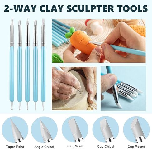 Dotting Tools, 9 PCS Ball Stylus Clay Sculpting Tools Silicone Clay Sculpting Tool Ceramic Clay Ball Stylus Dot Painting Tools Pottery Embossing Tool for Rock, Nail, Blending, Drawing, Modeling in Kuwait