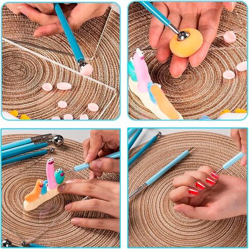 Dotting Tools, 9 PCS Ball Stylus Clay Sculpting Tools Silicone Clay Sculpting Tool Ceramic Clay Ball Stylus Dot Painting Tools Pottery Embossing Tool for Rock, Nail, Blending, Drawing, Modeling in Kuwait