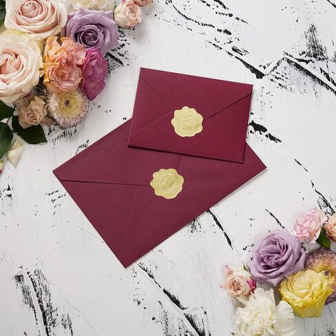 PigPotParty 100 PCS Gold Embossed Envelope Stickes-Heart Stickes Foil Envelope Seal for Wedding Invitations, Halloween,Christmas Greeting Cards，Party Favors，Self-Adhesive in Kuwait