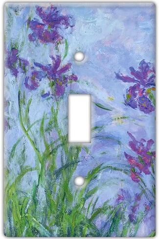 Decorative Wall Switch Cover Plate - Iris by Claude Monet Decor Switch Plate - Beautiful Botanical Painting With Greens and Blues (Single Toggle Switch Cover) in Saudi Arabia