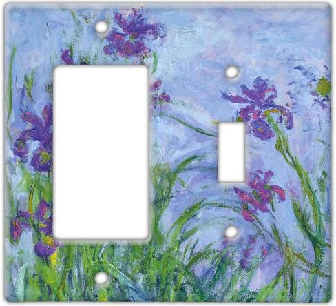 Decorative Wall Switch Cover Plate - Iris by Claude Monet Decor Switch Plate - Beautiful Botanical Painting With Greens and Blues (Single Toggle Switch Cover) in Saudi Arabia