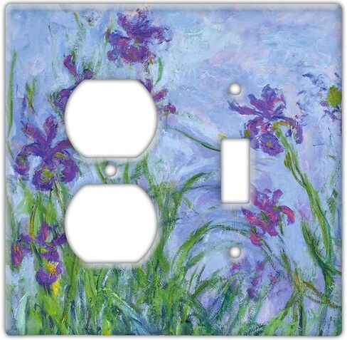 Decorative Wall Switch Cover Plate - Iris by Claude Monet Decor Switch Plate - Beautiful Botanical Painting With Greens and Blues (Single Toggle Switch Cover) in Saudi Arabia