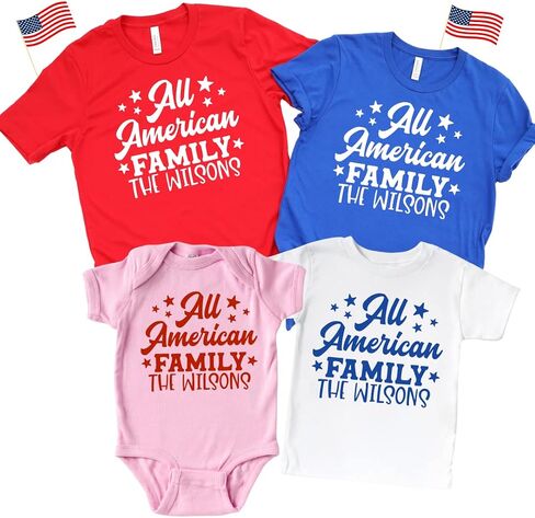 All American Family 4th Of July Family Outfits Matching, Personalized Matching Fourth Of July Shirts Family, Friends, 4th Of July Matching Family Shirts, Cute Fourth of July Matching Outfits. in Saudi Arabia