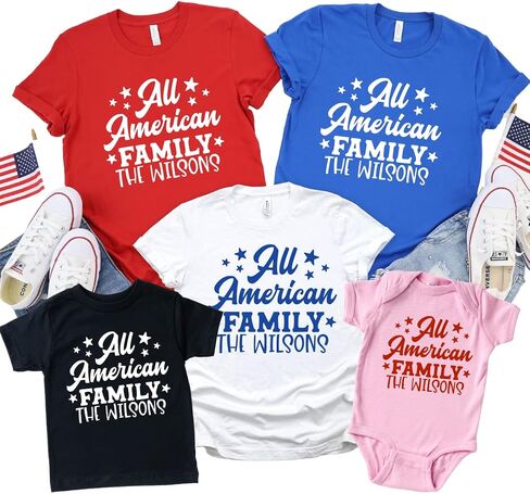 All American Family 4th Of July Family Outfits Matching, Personalized Matching Fourth Of July Shirts Family, Friends, 4th Of July Matching Family Shirts, Cute Fourth of July Matching Outfits. in Saudi Arabia