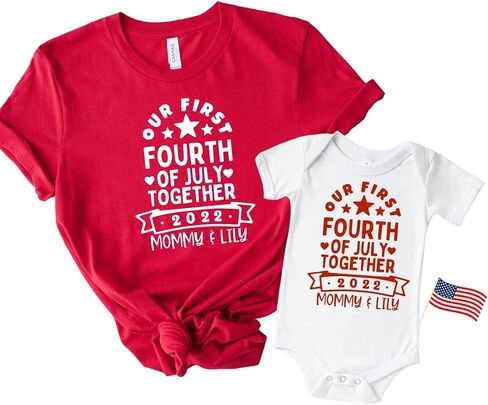 Our First Fourth of July Family Shirts, Mother Daughter 4th of July Outfits, Fourth of July Matching Mom and Son Shirts, Baby, Mommy Daddy and Me Fourth of July Outfits Multicolor in Saudi Arabia