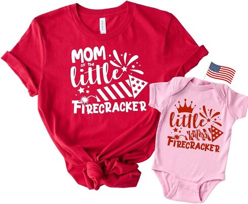 Little Firecracker 4th of July MoMy وأنا مطابقة Tshirts ، ابنة الأم في الرابع من يوليو ، الرابع من يوليو مطابقة للأم وابن القمصان ، الأم و ME الرابع من يوليو متطابقة. متعدد الألوان in Saudi Arabia