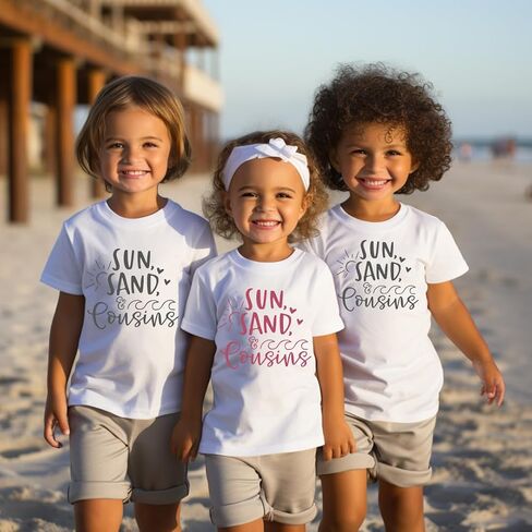 Sun Sand and Cousins, Personalized Cousin Crew Shirts for Kids, Baby, Toddler Cousin Shirts for Kids, Beach Trip Matching Cousin Tshirts, Family Matching Outfits for Cousins Boy Or Girl. in Saudi Arabia