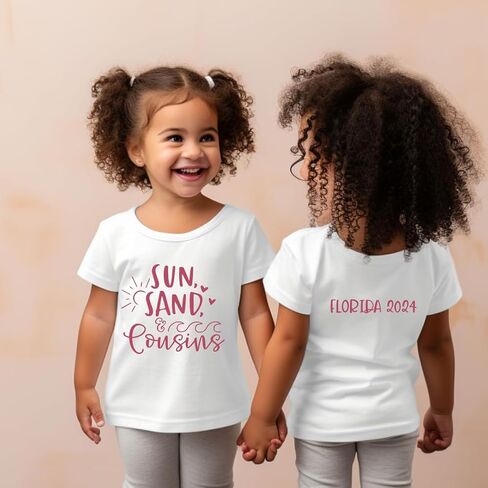 Sun Sand and Cousins, Personalized Cousin Crew Shirts for Kids, Baby, Toddler Cousin Shirts for Kids, Beach Trip Matching Cousin Tshirts, Family Matching Outfits for Cousins Boy Or Girl. in Saudi Arabia