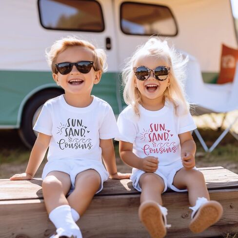 Sun Sand and Cousins, Personalized Cousin Crew Shirts for Kids, Baby, Toddler Cousin Shirts for Kids, Beach Trip Matching Cousin Tshirts, Family Matching Outfits for Cousins Boy Or Girl. in Saudi Arabia