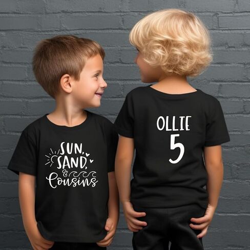 Sun Sand and Cousins, Personalized Cousin Crew Shirts for Kids, Baby, Toddler Cousin Shirts for Kids, Beach Trip Matching Cousin Tshirts, Family Matching Outfits for Cousins Boy Or Girl. in Saudi Arabia