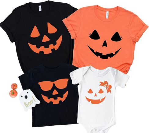 Pumpkin Face Halloween Family Shirts, Cute Jack O Lantern Matching Halloween Shirts for Family, Easy Halloween Party Matching T Shirts, Halloween 2021, Trick or Treat Matching Shirts. in Saudi Arabia