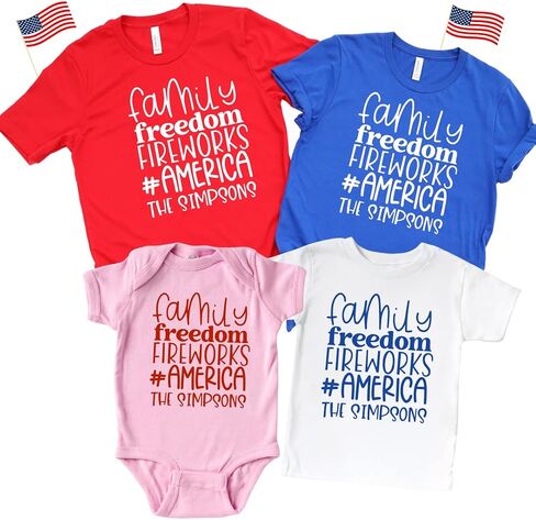 Family Freedom Fireworks America, 4th Of July Family Outfits Matching, Personalized Matching Fourth Of July Shirts Family, Friends, 4th Of July Matching Family Shirts, Fourth of July Matching Outfits. in Saudi Arabia