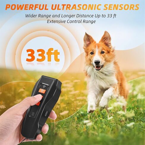 Dog Bark Deterrent Device, Ultrasonic Anti Barking, Rechargeable Anti-Barking Device for Dogs Safe & Effective Portable Anti Barking 33FT Bark Control Indoor Outdoor with Flashlight in Saudi Arabia