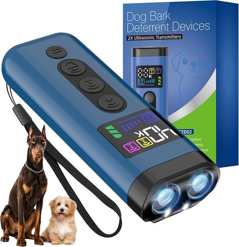 Dog Bark Deterrent Device, 65 FT Range,3X Ultrasonic Bark Deterrent Device & Ultrasonic Dog Trainer - Anti-Barking Device with Color Display, Safe & Effective Alternative to Bark Collars -Blue in Kuwait