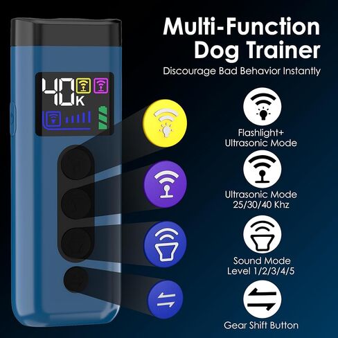 Dog Bark Deterrent Device, 65 FT Range,3X Ultrasonic Bark Deterrent Device & Ultrasonic Dog Trainer - Anti-Barking Device with Color Display, Safe & Effective Alternative to Bark Collars -Blue in Kuwait