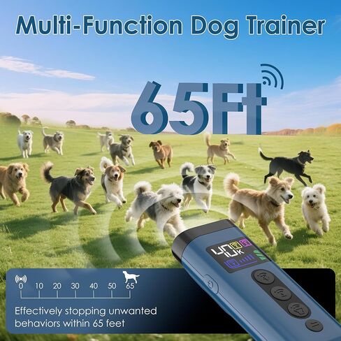 Dog Bark Deterrent Device, 65 FT Range,3X Ultrasonic Bark Deterrent Device & Ultrasonic Dog Trainer - Anti-Barking Device with Color Display, Safe & Effective Alternative to Bark Collars -Blue in Kuwait