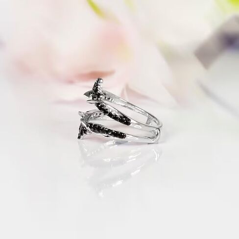 kashishjewels_usa-1 Ct Round Cut Black Diamond Enhancer Ring Wedding Engagement Bridal Wrap Enhancer Wedding Band 14K White Gold Plated 925 Sterling Silver (black, 7) in Saudi Arabia