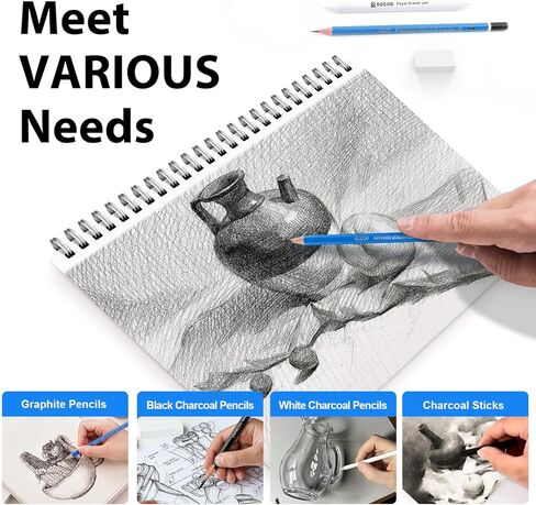 رسم أقلام الرصاص للأطفال والكبار رسم ، 26 قطعة مخططات رسم ، رسم قلم رصاص للفنانين المبتدئين ، قلم الرصاص الجرافيت الفني من 6 ب إلى 4H in Kuwait