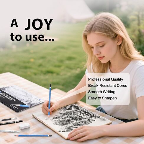 رسم أقلام الرصاص للأطفال والكبار رسم ، 26 قطعة مخططات رسم ، رسم قلم رصاص للفنانين المبتدئين ، قلم الرصاص الجرافيت الفني من 6 ب إلى 4H in Kuwait