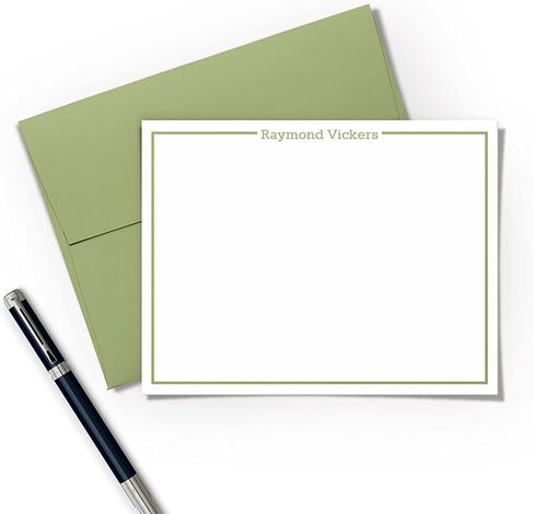 Personalized Stationery Note Cards and Envelopes for men - Custom Flat Note Cards Stationery Set - Choose Ink and Envelope Colors in Saudi Arabia