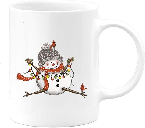 Christmas Coffee Mugs | Snowman Lights | 2022 XMAS Gifts Decor Presents Ceramic Coffee Tea Cup Tumbler | Serenity Home Goods in Kuwait