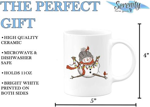 Christmas Coffee Mugs | Snowman Lights | 2022 XMAS Gifts Decor Presents Ceramic Coffee Tea Cup Tumbler | Serenity Home Goods in Kuwait