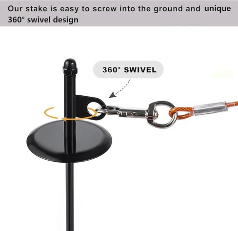 16''dog tie-out stake ، مرساة دوامة فضية متينة ، ربط آمن في الهواء الطلق لجميع سلسلة مقود الكابلات ، ساحة التخييم ، مقاومة للصدأ in Kuwait