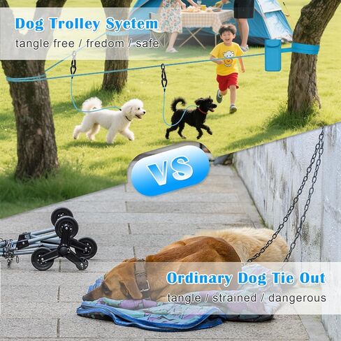 كابل الكلب الذي تمت ترقيته للتخييم ، نظام عربة محمولة 100 قدم ل 2 كلاب ، عقدة الكلاب التي تصل إلى 250 رطلا ، عداء الكلاب للتدريب على التخييم يركض المشي لمسافات طويلة في الهواء الطلق in Kuwait