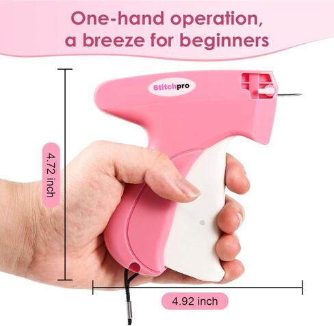 Stitch Gun for Clothes - Handheld Stitch Tag Gun Quick Clothing Fixer - Tagging Gun - Includes 6 Needle, 1000 Black Fasteners & 1000 White Fasteners (PinkWhite) in Saudi Arabia