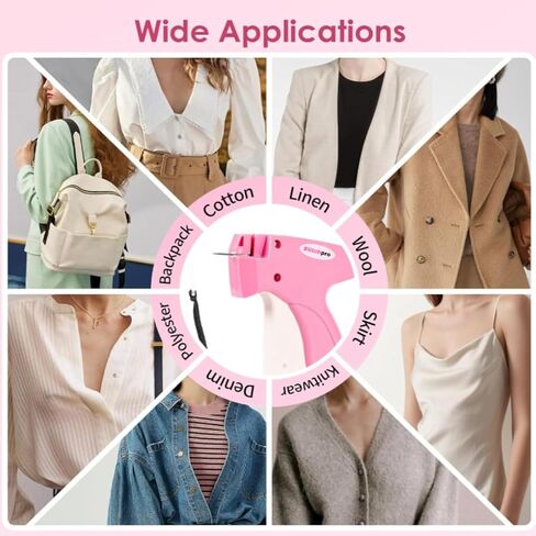 Stitch Gun for Clothes - Handheld Stitch Tag Gun Quick Clothing Fixer - Tagging Gun - Includes 6 Needle, 1000 Black Fasteners & 1000 White Fasteners (PinkWhite) in Saudi Arabia