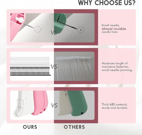Stitch Gun for Clothes - Handheld Stitch Tag Gun Quick Clothing Fixer - Tagging Gun - Includes 6 Needle, 1000 Black Fasteners & 1000 White Fasteners (PinkWhite) in Saudi Arabia