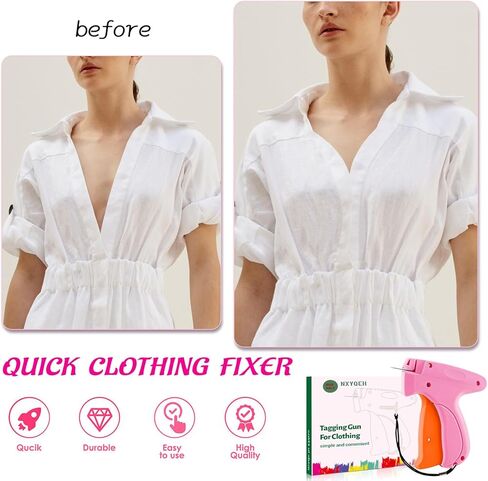 يأتي Schitch Gun for Cloths مع 6 إبر رائعة ، و 3000 PCS السحابات الصغيرة (1500 أبيض و 1500 أسود) ، ومثبت ملابس السلاح السريع ، ومثبت الملابس السريعة in Kuwait
