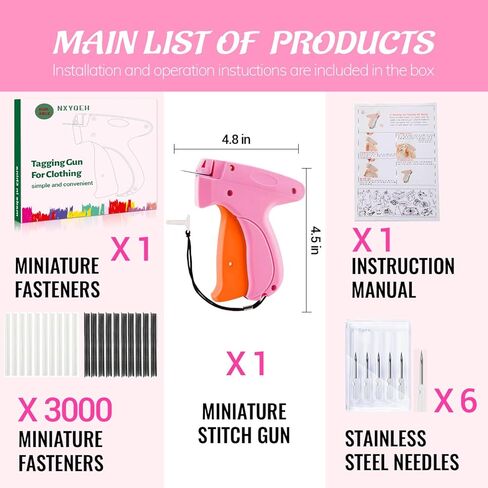 يأتي Schitch Gun for Cloths مع 6 إبر رائعة ، و 3000 PCS السحابات الصغيرة (1500 أبيض و 1500 أسود) ، ومثبت ملابس السلاح السريع ، ومثبت الملابس السريعة in Kuwait