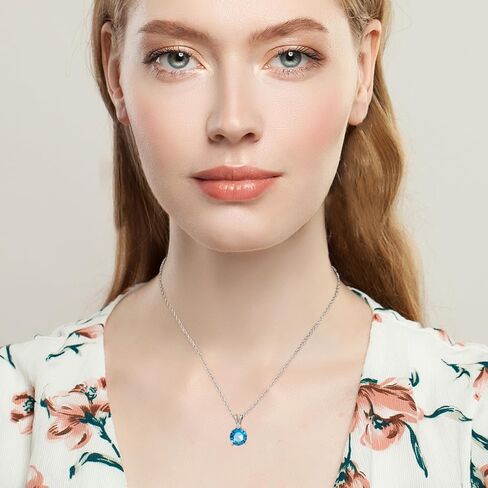 Ruby Necklace 925 Sterling Silver Dainty Round Red Necklace Birthstone Necklace Ruby Jewelry Red Pendant Necklaces for Women in Kuwait