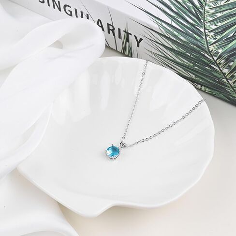 Ruby Necklace 925 Sterling Silver Dainty Round Red Necklace Birthstone Necklace Ruby Jewelry Red Pendant Necklaces for Women in Kuwait